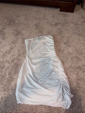 RSQ Strapless Ruched Mini Dress in Light Silver